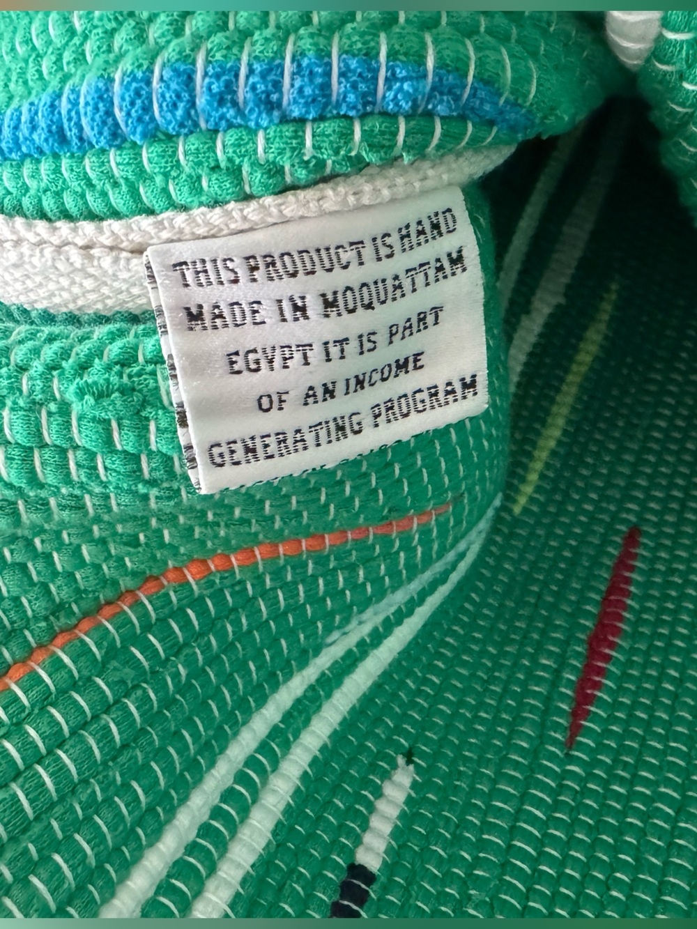 Zabaleen Large Green Woven Tote - Picture 4 of 6